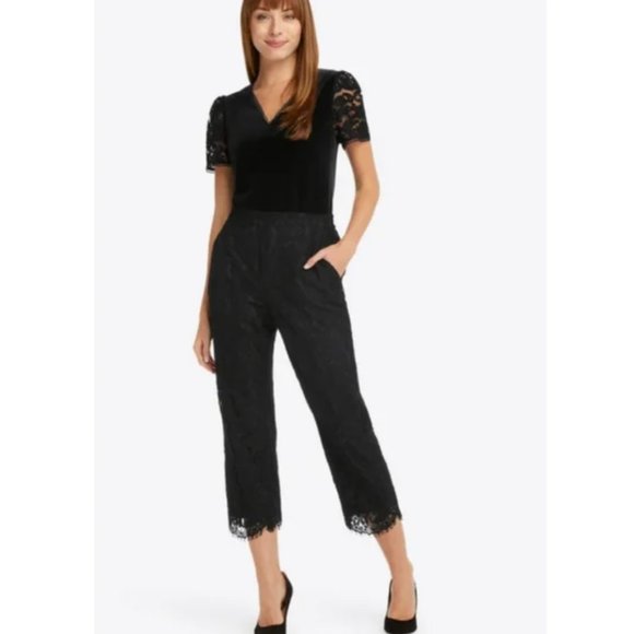 Draper James Black Lace Fully Lined Cropped Pull-On High Waist Pants womens XXL - Picture 6 of 17